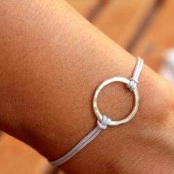 Friendship Bracelet Grey Hammered Karma Bracelet Macrame Knot